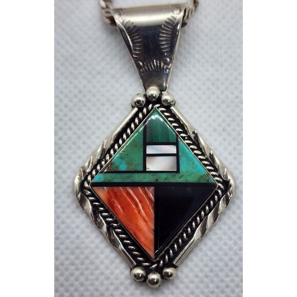 NECKLACE-Vintage-Turquoise-Rose Quartz-Onyx-Green Malachite-Long - Picture 2 of 16